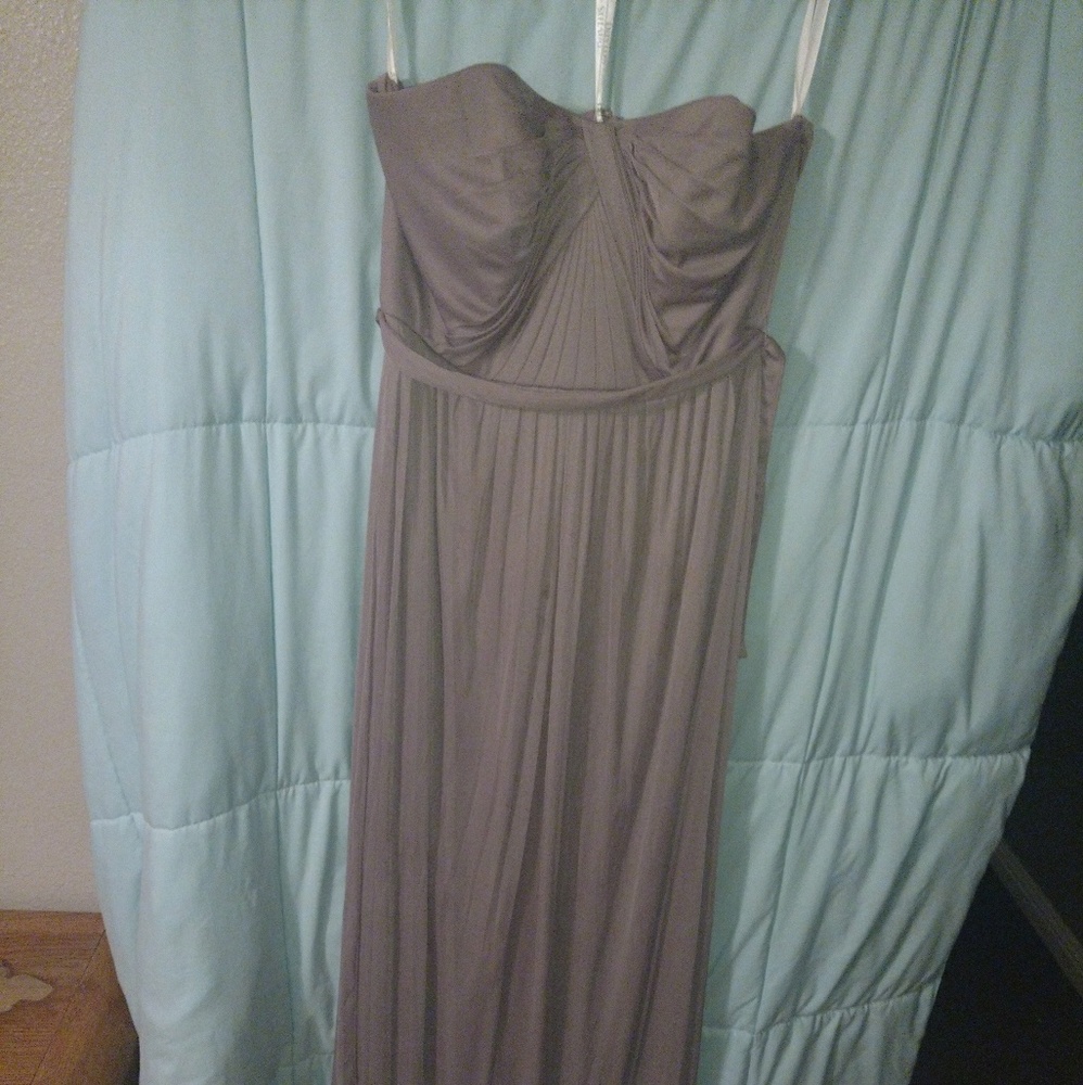 David's Bridal multi-way long bridesmaids gown